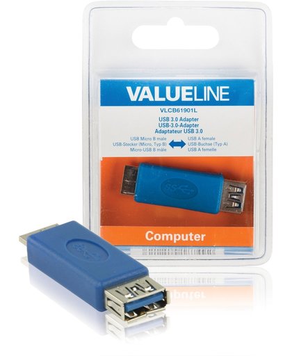 Valueline VLCB61901L USB A Vrouwelijk USB Micro B Mannelijk Blauw kabeladapter/verloopstukje