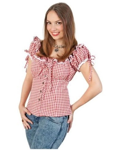 Bayern-blouse rood/wit dames