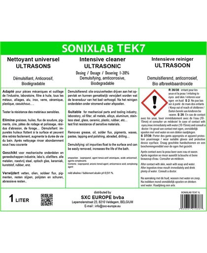 Sonixlab TEK7 speciale milde ultrasoon vloeistof (electronische componenten) - 5 liter (5x1L)