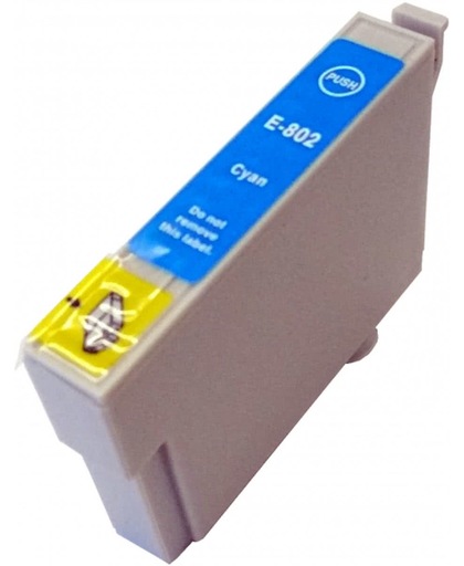 inkt cartridge voor Epson T0802 cyan wit Label|Toners-en-inkt