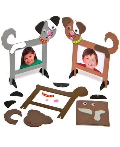 Maak ontwerp je eigen houten fotolijstjes hond - knutselspullen voor kinderen (4 stuks)
