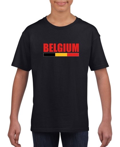 Zwart Belgium supporter supporter shirt kinderen - Belgisch shirt jongens en meisjes S (122-128)