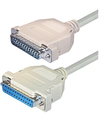 Transmedia 25p SUB-D (m) - 25p SUB-D (v) null modem kabel - 3 meter