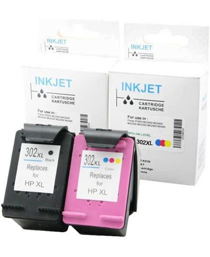Huismerk compatible met inktcartridge / HP set 302XL zwart & kleur (met niveau-indicator)