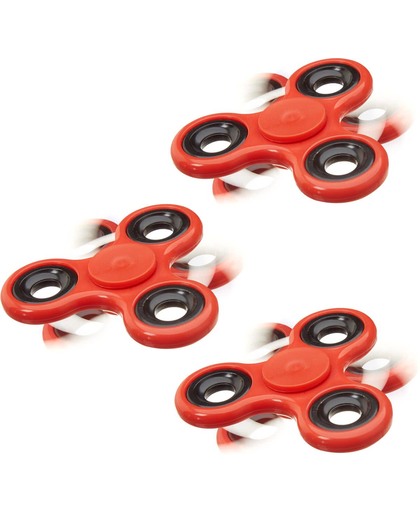 relaxdays 3 x Fidget Spinner - tri-spinner 58 g - hand spinner - antistress speelgoed rood