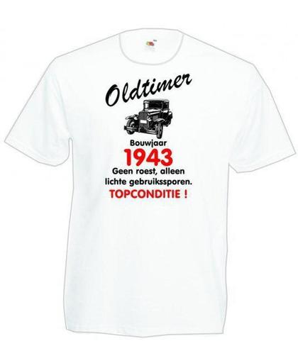 Mijncadeautje heren leeftijd T-shirt wit maat L - Oldtimer Bouwjaar (geboortejaar) 1943