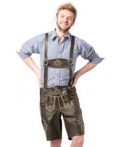 Lederhose voor mannen - Korte lederhosen - Retro - Oktoberfest kleding - 100% Premium Wildbock leder - mt 52