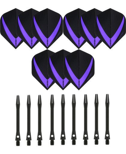 3 sets (9 stuks) Super Sterke – Paars - Vista-X – darts flights – inclusief 3 sets (9 stuks) - medium - Aluminium - zwart - darts shafts