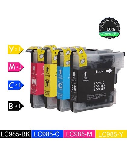 LC985 inktcartridges voor Brother DCP-J515W, MFC-J220, MFC-J265W, MFC-J410 - Zwart / Cyaan / Magenta / Geel (Pack of 4)