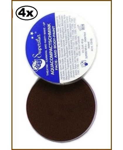 4x Superstar Aqua face & body paint 45 gram bruin