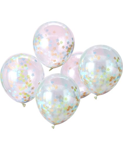 Ballonn gevuld met sterretjes confetti multi (5 stuks)