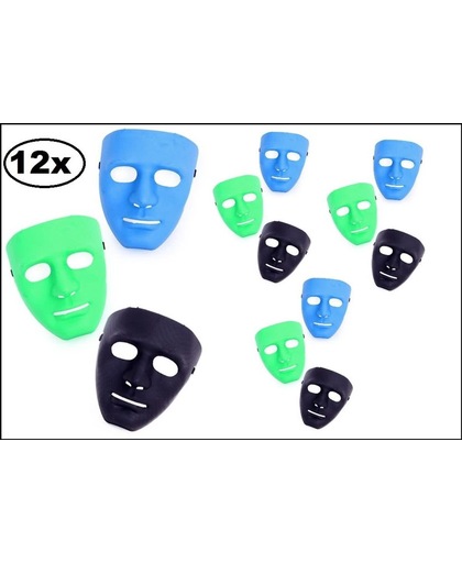 12x Masker gezicht 3 assortie