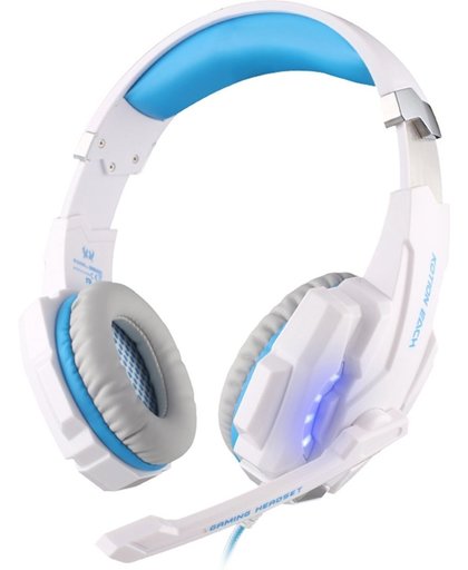 KOTION EACH G9000 USB 7.1 Surround Sound Version Game Gaming hoofdtelefoon Computer Headset Koptelefoon Headband met microfoon LED licht,Kabel Length: About 2.2m(White + blauw)