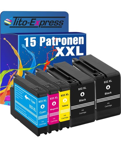 Tito-Express PlatinumSerie PlatinumSerie® 15 Cartridges XXL (Black, Cyan, Magenta, Yellow) Compatible voor HP 932 XL & 933 XL HP Officejet 6100 eprinter HP Officejet 6600 E-ALL-IN-ONE HP Officejet 6700 Premium/ 6600 / 6600 E / 6600 Premium E / 660