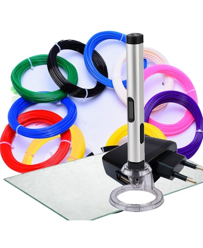 PP 3D Pen Starterpack 3DTECH (v5) 2017-er Slimline Automatic II | Incl. 12x10m=120m PLA Filament! | Incl. OpbergCLIPS | Incl. 3D-Drawing Plate! PP Own Brand! | Incl. USB Adapter | (geschikt voor ABS & PLA)