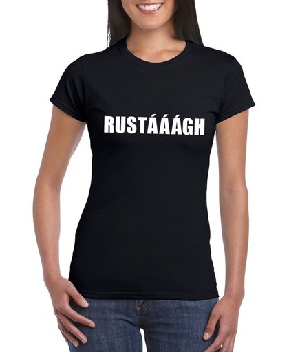 Rustaaagh tekst t-shirt zwart dames L