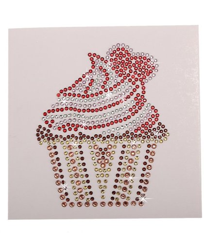 Diamond Painting Crystal Card Kit ® Red Velvet Cupcake, 15x15 cm, Partial Painting