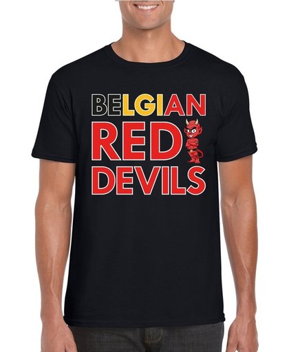 Zwart Belgium red devils supporter shirt heren - Belgie supporter shirt L