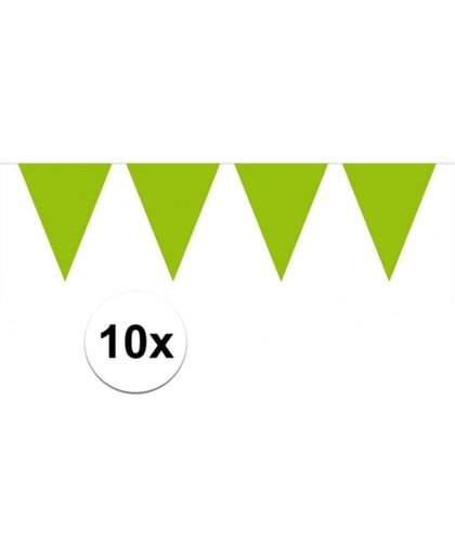 10x vlaggenlijn / slinger groen 10 meter - totaal 100 meter - slingers
