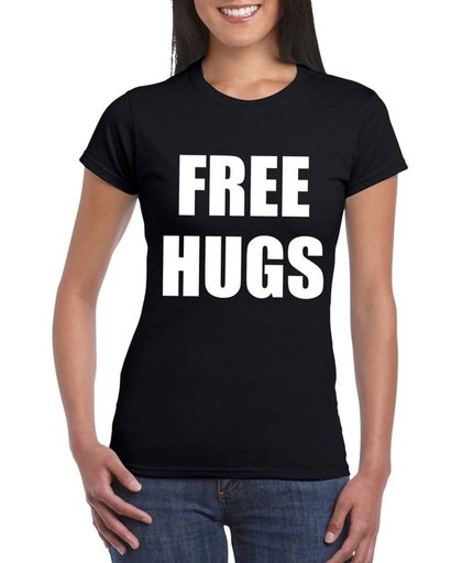 Free hugs tekst t-shirt zwart dames M