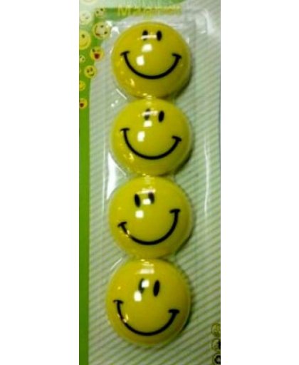 NBH® - 4 lachende smilie magneten voor bijv. aan de koelkast