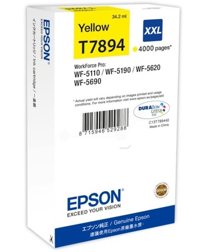 Epson T7894XXL - Inktcartridge / Geel / Extra Hoge Capaciteit
