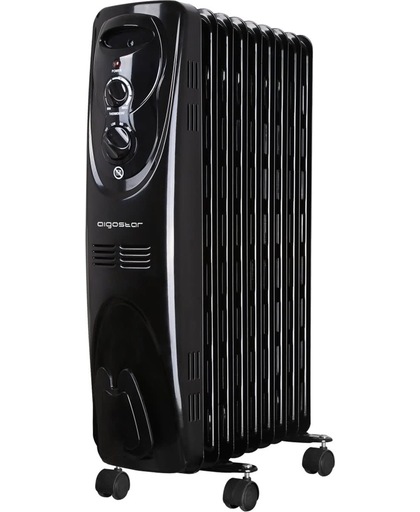 Aigostar Heating Boy 33JIG - Oliegevulde radiator, 2000 watt, 9 ribben - Zwart