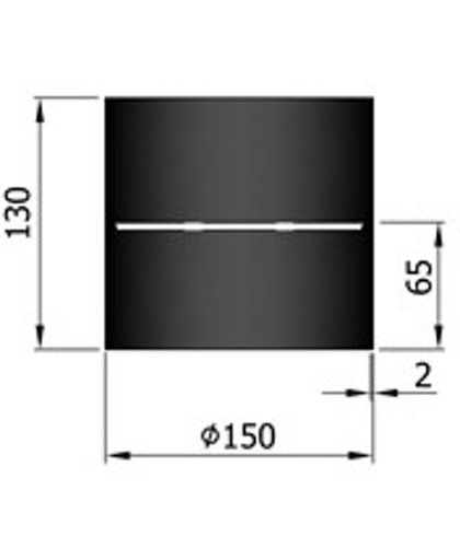 TT Kachelpijp Ø150 condensring 130mm zwart - zwart - 2mm - staal - H130 Ø150mm