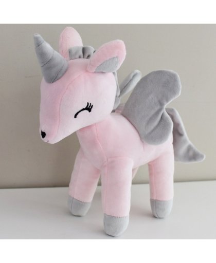 MeToo Unicorn knuffel roze/grijs pluche eenhoorn