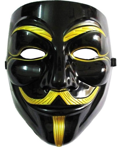 Goud Zwart V for Vendetta Masker / Goud Zwart Anonymous Masker / Goud Zwart Guy Fawkes Masker