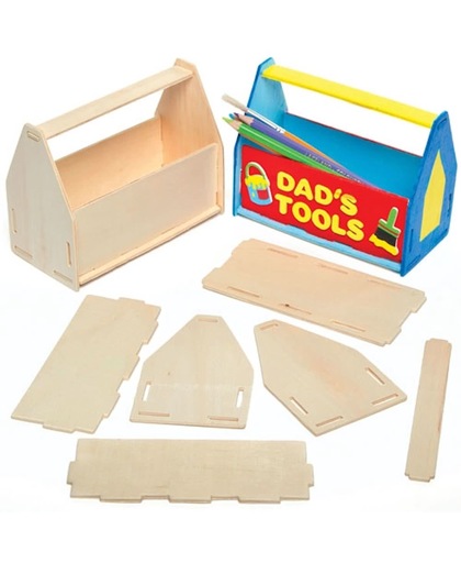 Maak ontwerp je eigen sets met pennenbakjes houten gereedschapskist - knutselspullen voor kinderen (3 stuks)