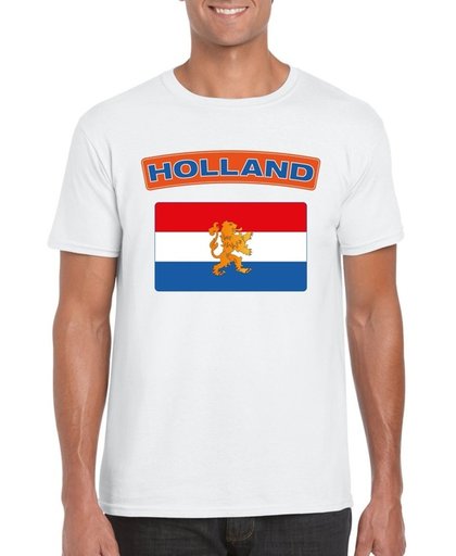 Nederland t-shirt met Nederlandse vlag wit heren 2XL