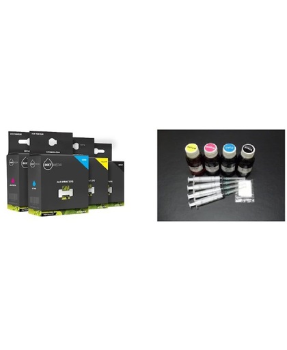 Inktmedia® -Navulinkt - Alternatief voor de Canon  set 4x 100ml Navul inkt refill inkt