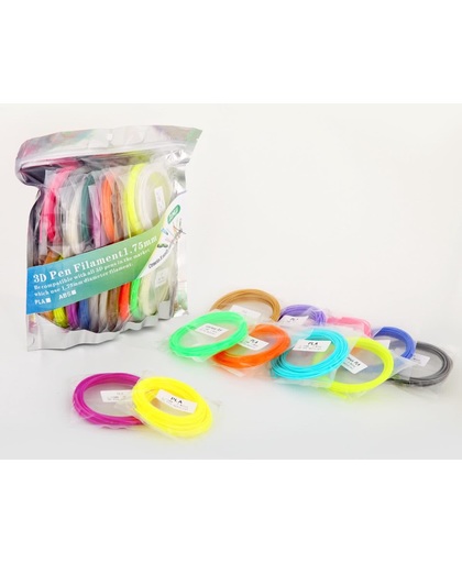 HQ Filamenten/Vullingen voor 3D Printer Pen (100 meter, 20 kleuren elk 5m, 1.75mm ABS, tolerantie 0,02mm!)