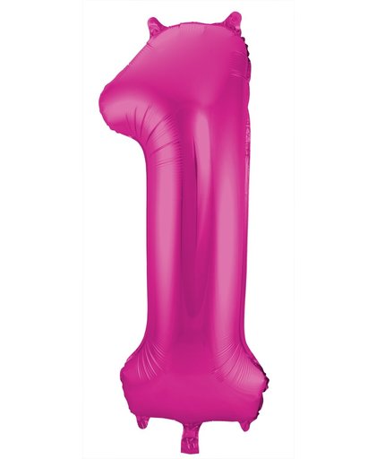 Folie ballon nummer 1 - roze - 86cm