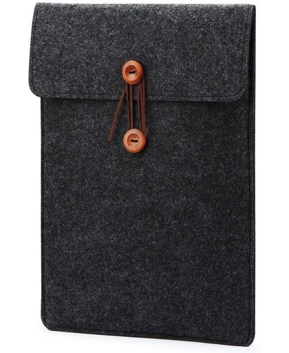 Vilten Soft Sleeve Voor de Apple Macbook Air / Pro (Retina) 15 Inch - 15.4" Laptop Case - Bescherming Cover Hoes - Zwart Grijs