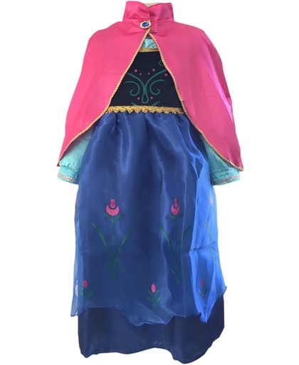 Anna jurk / Prinsessen jurk met roze cape (3 -4 jaar) + GRATIS ketting