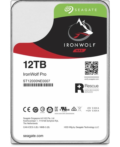 Seagate IronWolf Pro ST12000NE0007 interne harde schijf HDD 12000 GB SATA III