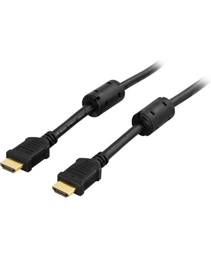DELTACO HDMI-1070, High Speed HDMI met Ethernet, 1080p 60Hz, HDMI A mannelijk-mannelijk, verguld, 10m