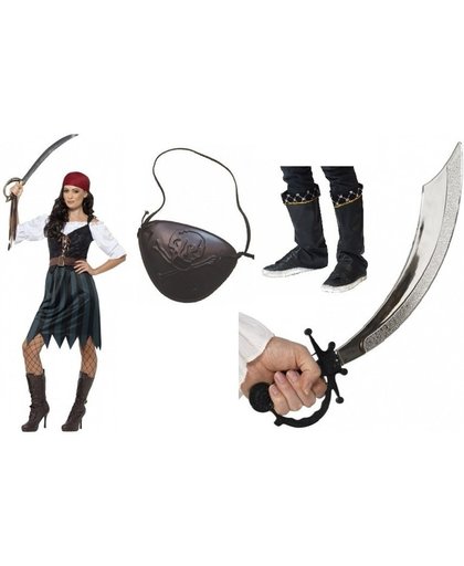 Compleet piraten kostuum voor dames maat L - Piraat verkleedpak voor dames