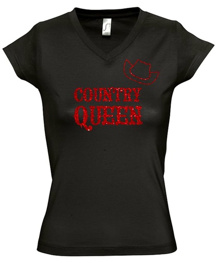 Toppers tip: Zwart T-Shirt "Country Queen" (XL)