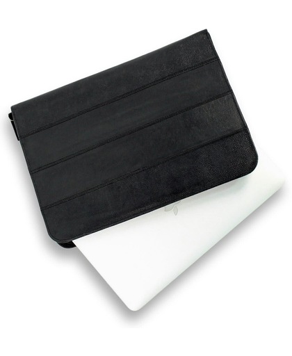 Zwart Leren Laptopsleeve - Maximale grootte 11,6 inch - Organizer A4 - 100% Echt Leder - Macbook / Ultrabook - Documentenhouder - Merk: Safekeepers - art: 4004