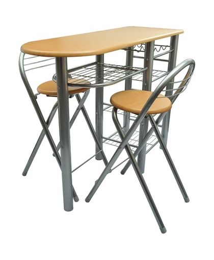 vidaXL - Set tafel en stoelen Bar met barkrukken (2 stuks)