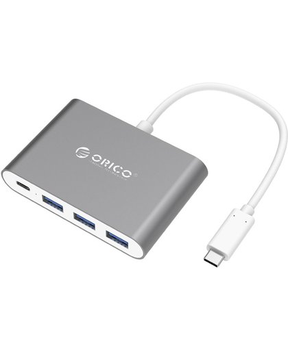 Orico - Aluminium type-C Hub met Power Delivery - 3 x USB3.0 Type-A - 5Gbps - 15 CM Kabel - Donkergrijs