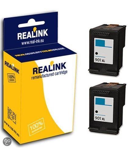 Merkloos – Inktcartridge / Alternatief voor de HP 901XL / CC654AE 2x inktcartridge zwart (compatible)