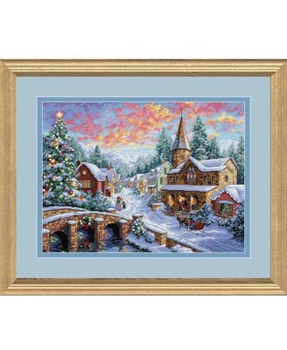 borduurpakket 8783 dorp in kerst/wintersfeer