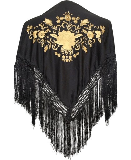 Spaanse manton - omslagdoek - voor kinderen - zwart goud - bij Flamencojurk