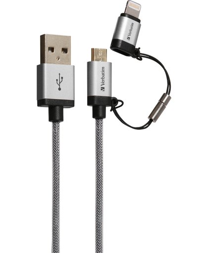 Verbatim Micro USB + Lightning-kabel - ruimtegrijs - 120 cm mobiele telefoonkabel