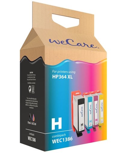 Inkcartridge Wecare HP SM596EE 364XL zwart + 3 kleuren HC