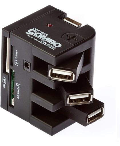 Grixx Optimum 3-poorts USB hub met kaartlezer - USB2.0